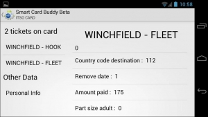 Una schermata dell&#039;App Smart Card Buddy Beta