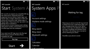 Alcune schermate di NFC Lanchit per Windows Phone